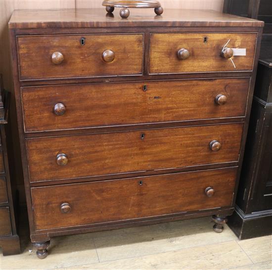 A Victorian mahogany chest of five drawers W.107cm